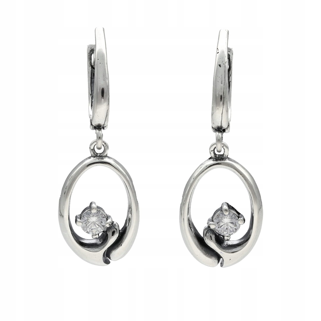 Náušnice oválné se zirkonem stříbro