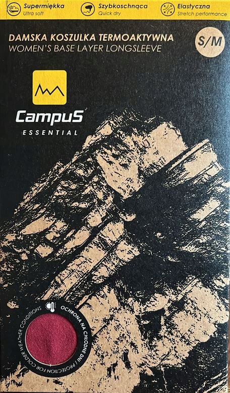 Damska Koszulka Bielizna Termoaktywna Campus Essential Czerwona S/m
