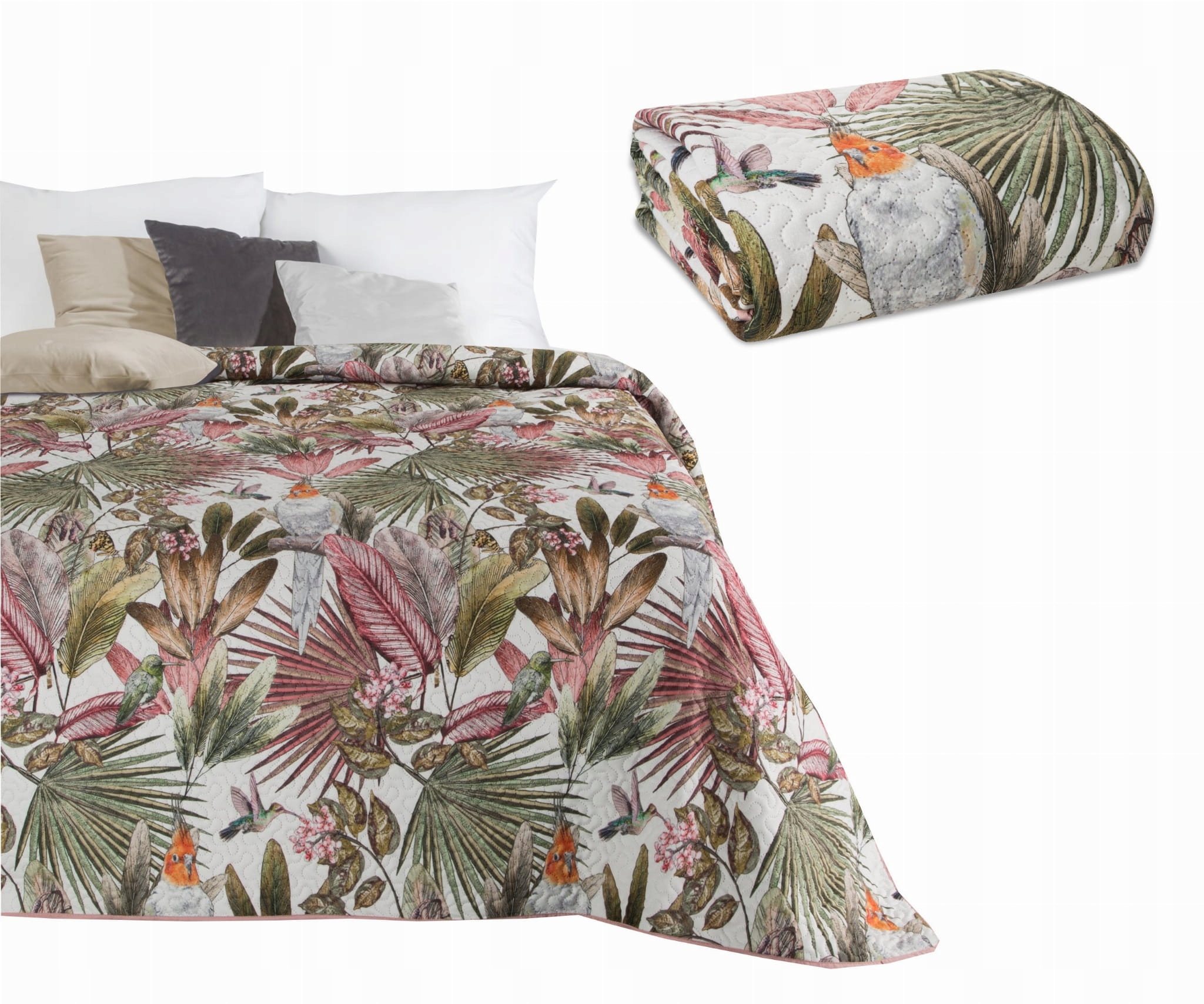 

Narzuta Na Łóżko 220x240 Parrot zielony+róż