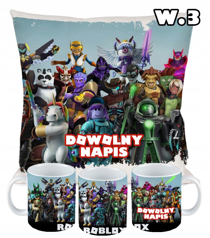 ZESTAW PODUSZKA KUBEK ROBLOX DLA GRACZA prezent Długość 40 cm