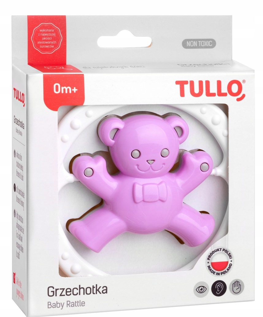 

Grzechotka Miś Różowo Szary Tullo