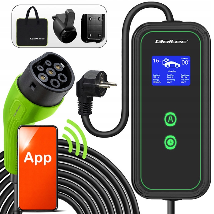 Prenosná nabíjačka Wi-fi do auta Ev 2v1 Typ2 3.5kW 230V LCD Wallbox