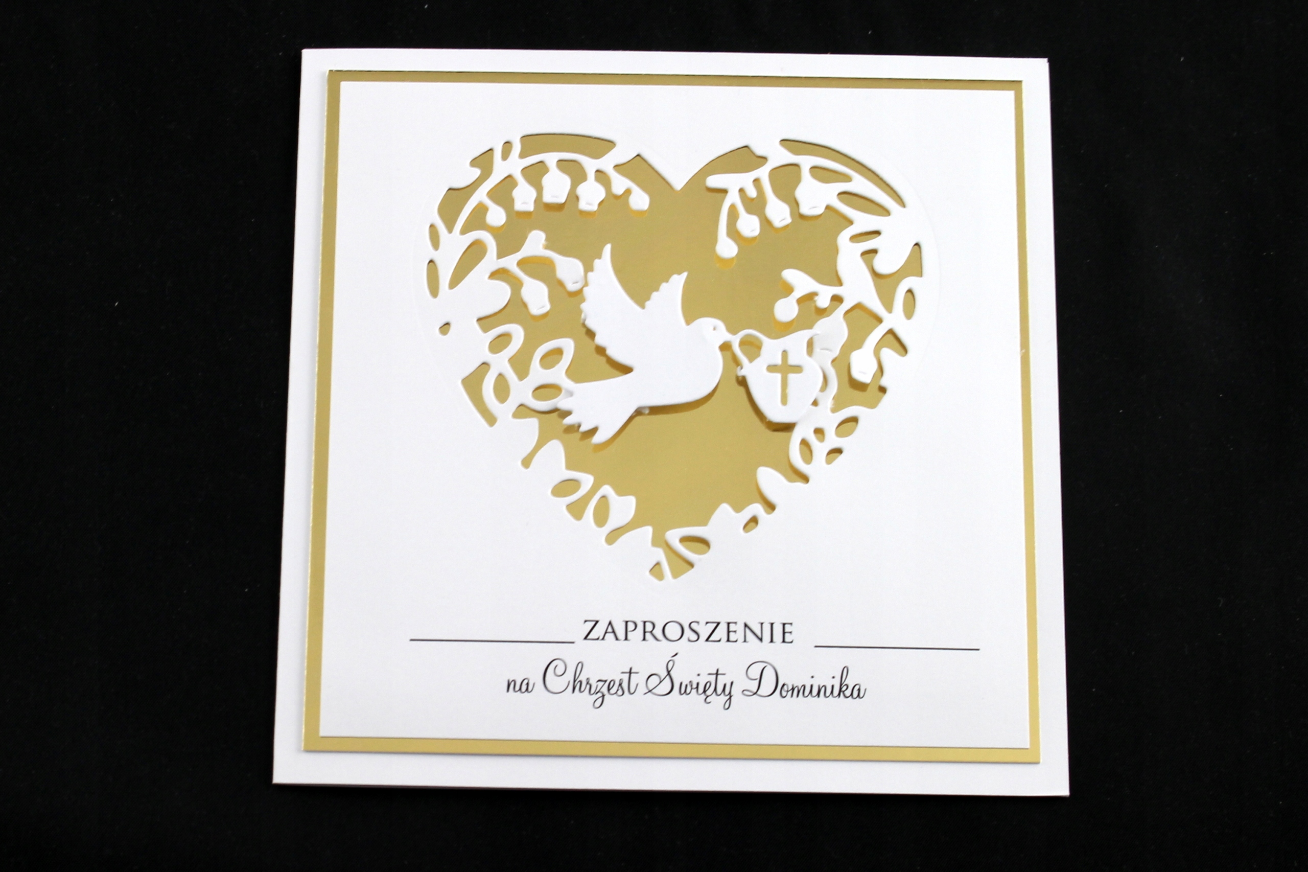 Zaproszenia na Chrzest ZŁOTE Personalizacja Wysokość produktu 14 cm