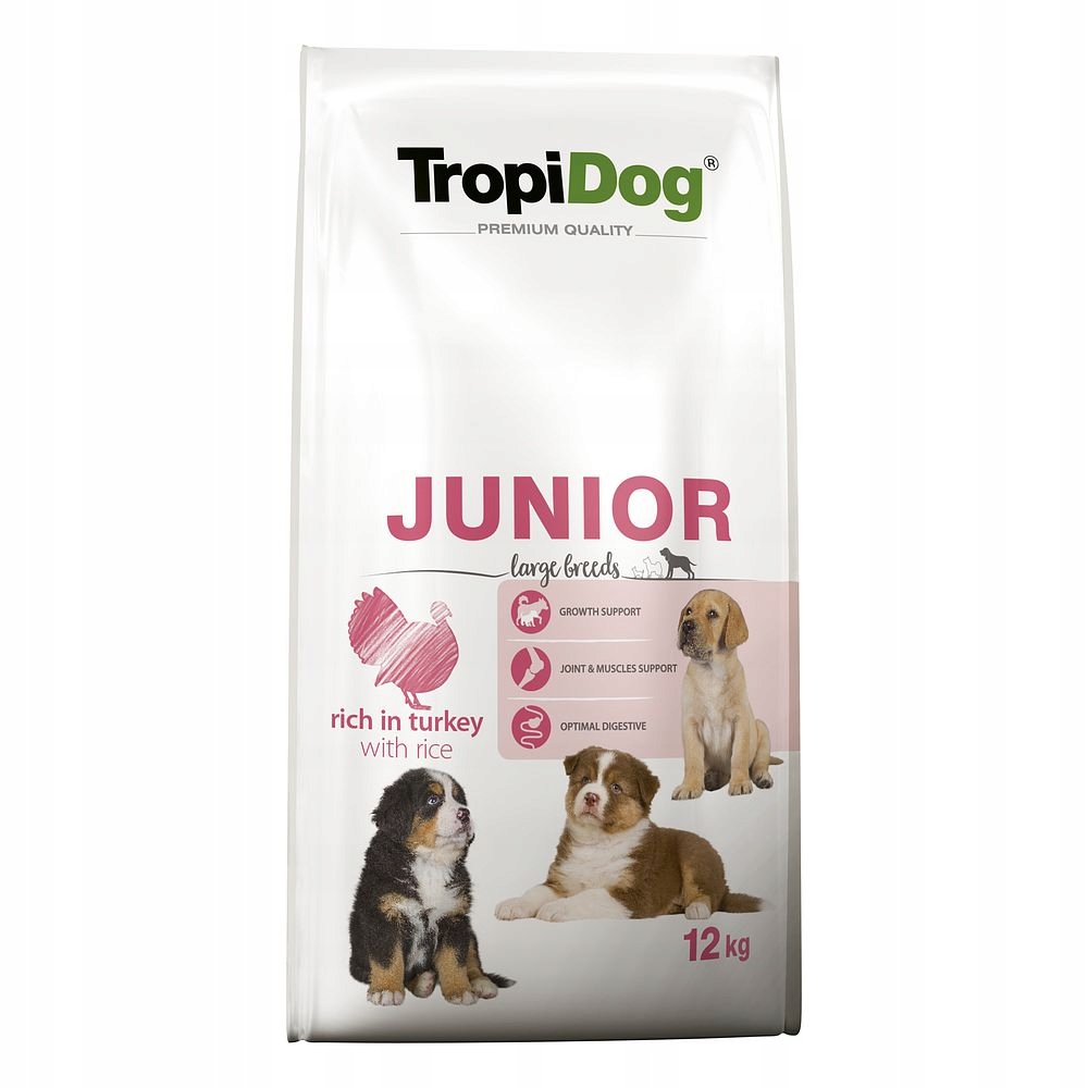 Tropidog Premium Junior Large Turkey & Rice 12kg dla szczeniąt