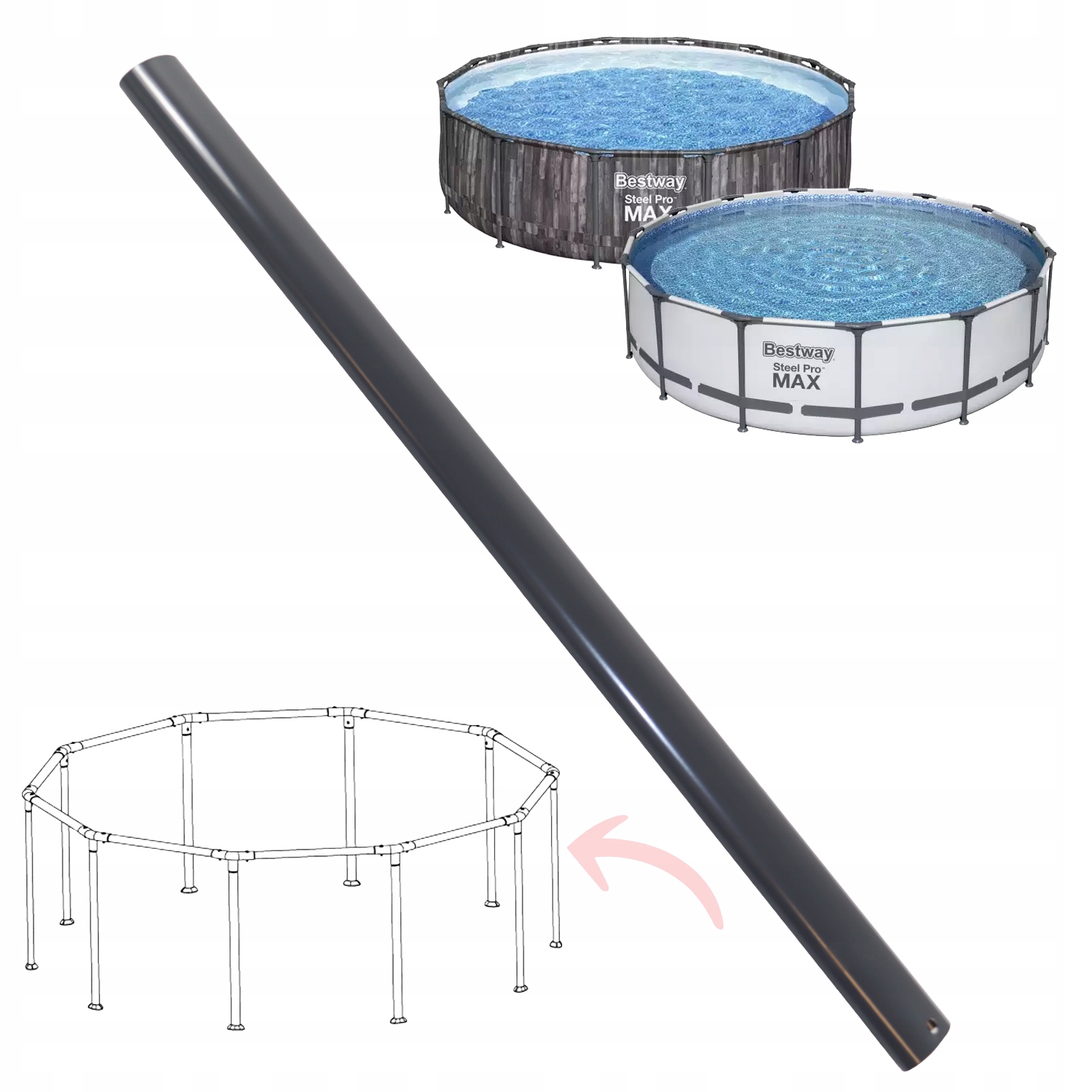 Bestway Rurka Pionowa Podpora Noga Basenu Steel Pro Max 427x107