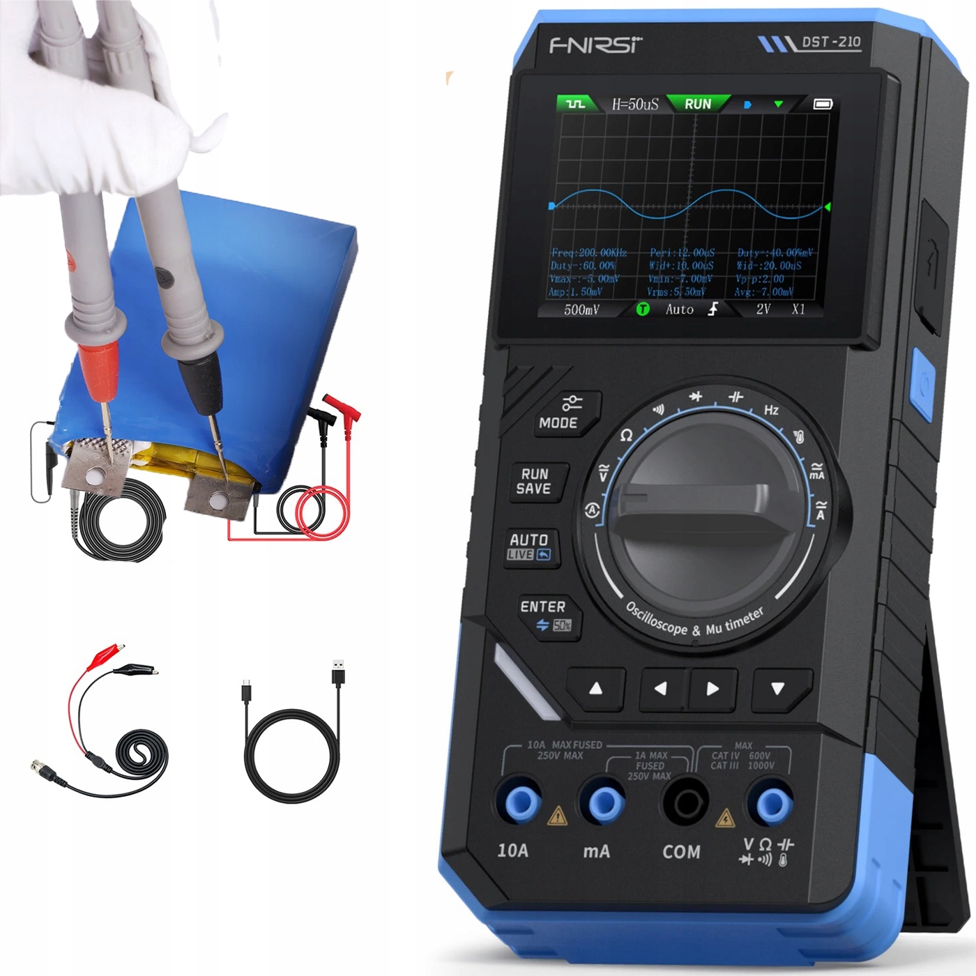 Multimeter 3v1 Osciloskop 10 MHz Generátor signálu 19999 čítaní