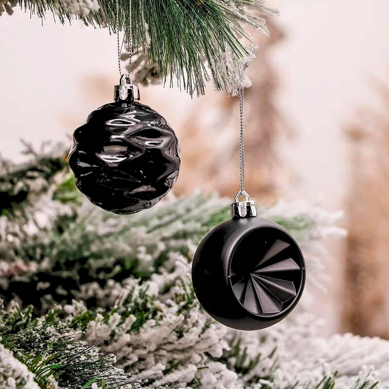 BOMBKI CHOINKOWE BĄBKI NA CHOINKĘ ZESTAW NIETŁUKĄCE CZARNE WZORY MATOWE 24 Marka Zolta