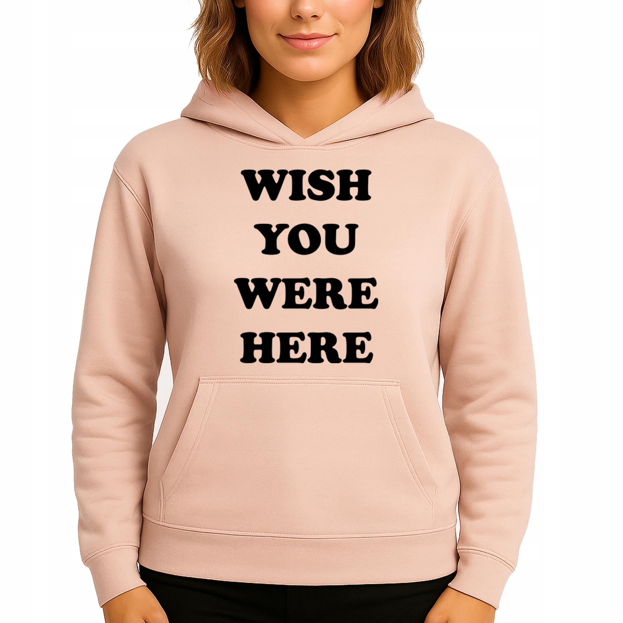 Mikina S Kapucí Broskvová bavlněná mikina Wish You Were Here Vel M