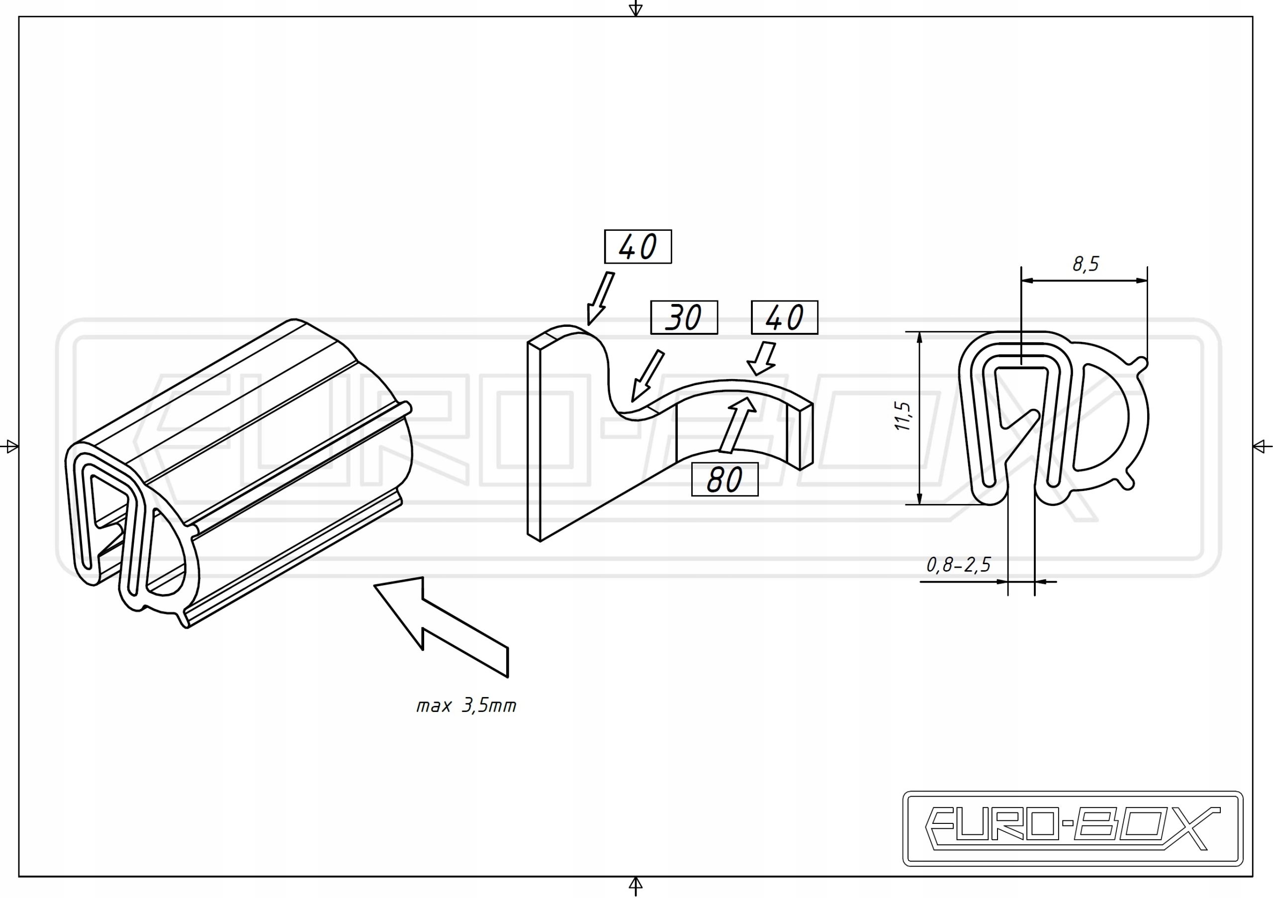 USZCZELKA KRAWĘDZIOWA BOCZNA ZBROJONA SAMOZACISKOWA 0,8-2,5 mm EPDM 1m Stan opakowania oryginalne