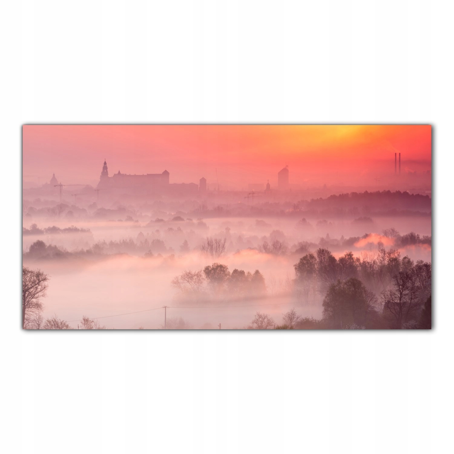 

Hartowany Obraz Szklany Miasto Mgła Budynki 120x60