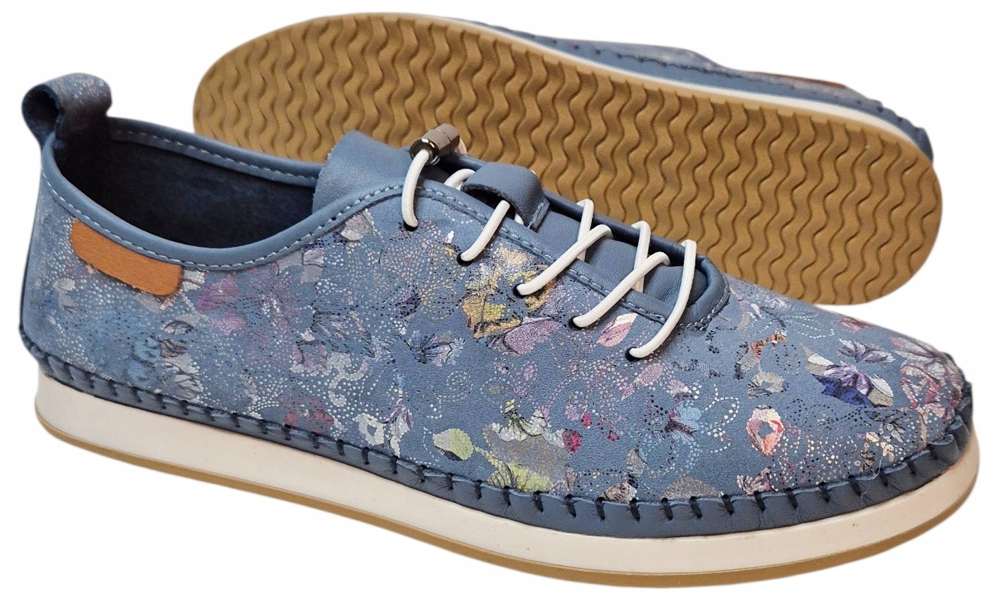 Modo 25182 Polobotky Modré s květinami, lehká kůže/nubuk vel 39
