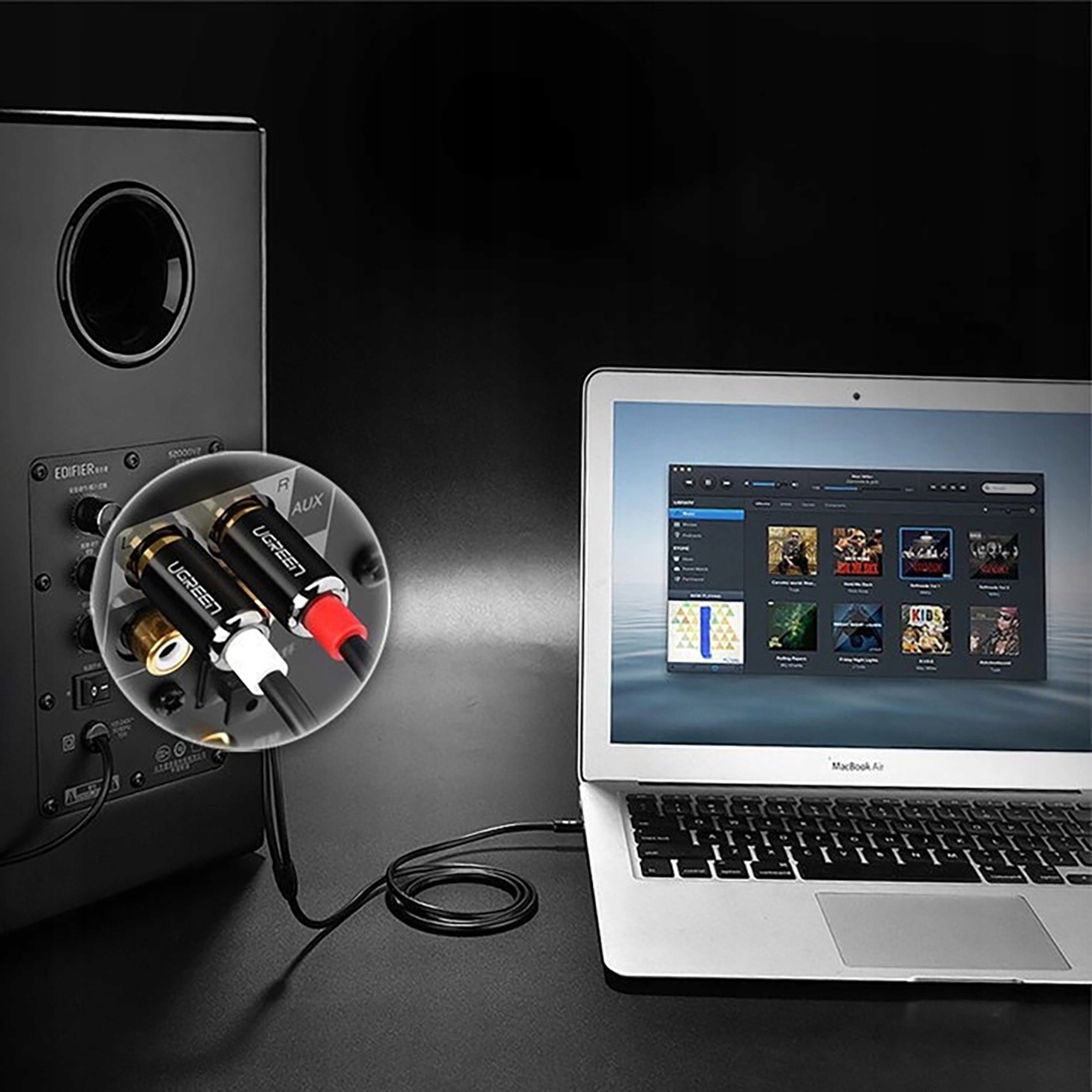 UGREEN KABEL AUDIO MINI JACK 3,5MM do 2RCA CINCH PRZEWÓD STEREO 1,5M Model 10583