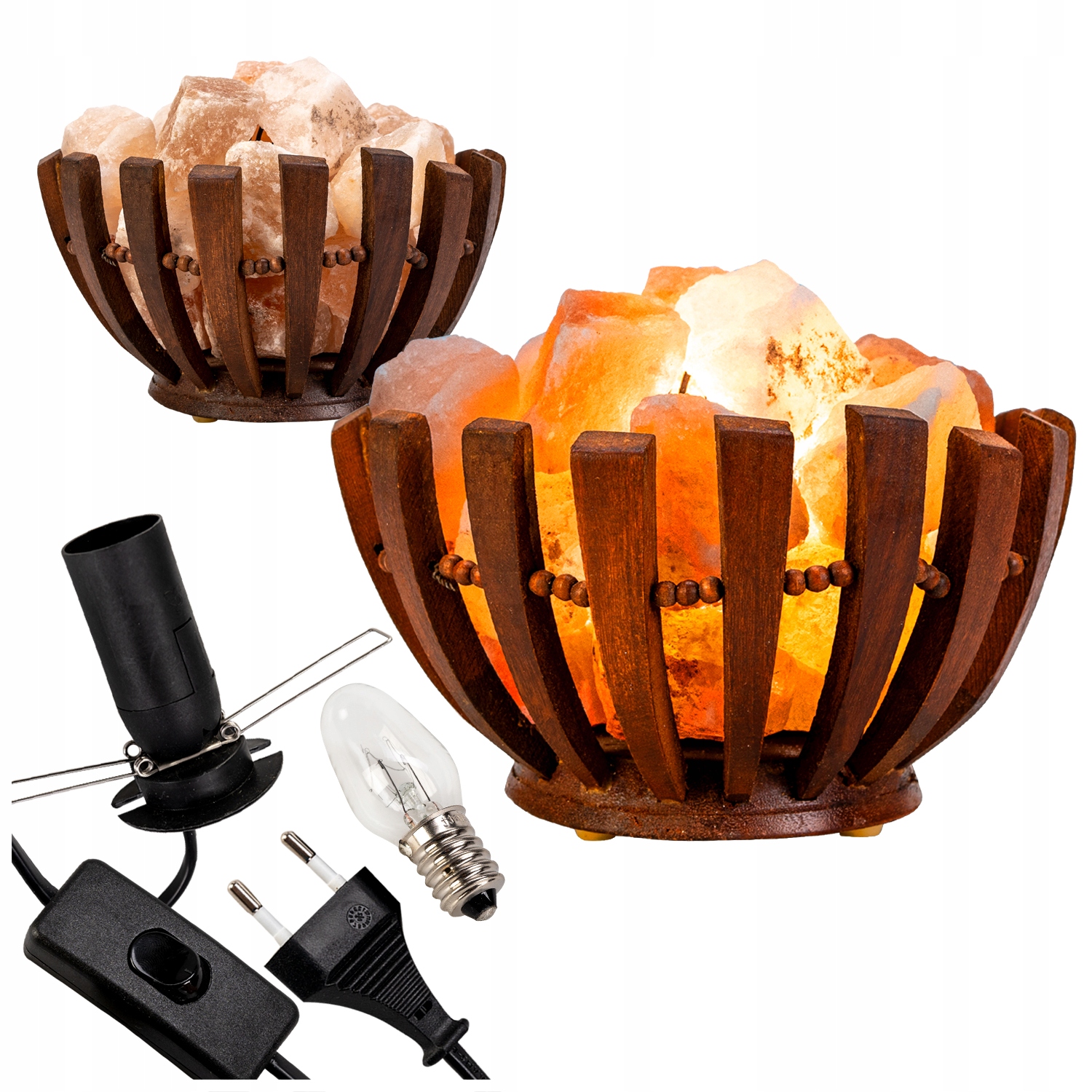 Solna Lampa z soli himalajskiej Naturalna misa drewniana biurko