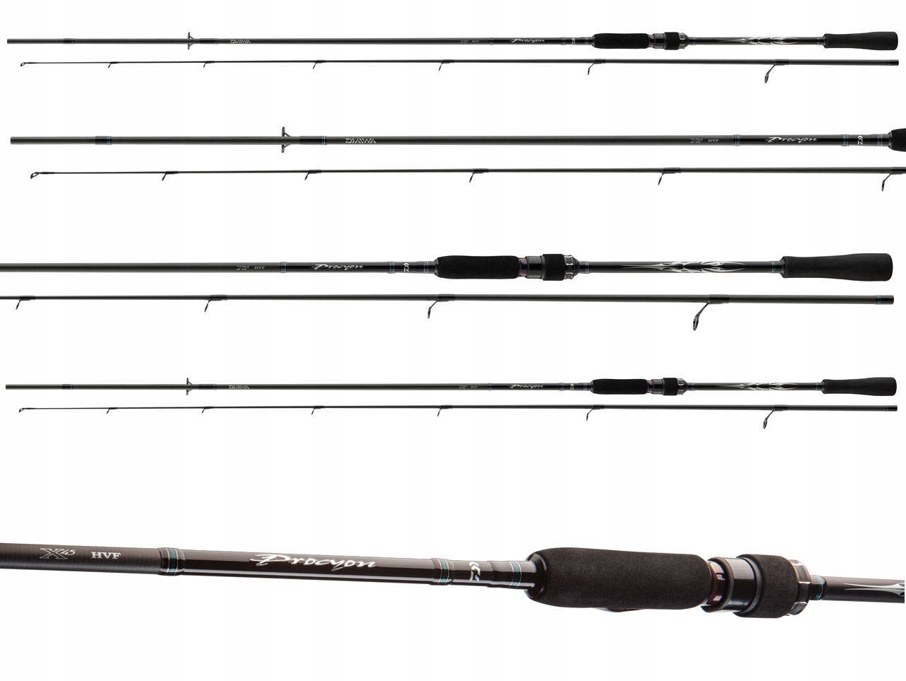 DAIWA Ninja X-Compact Spin 769M, 2,25m, 7ft 5in, 5-30g, 8 1 Brins, Canne à Pêche Spinning, 11207-243