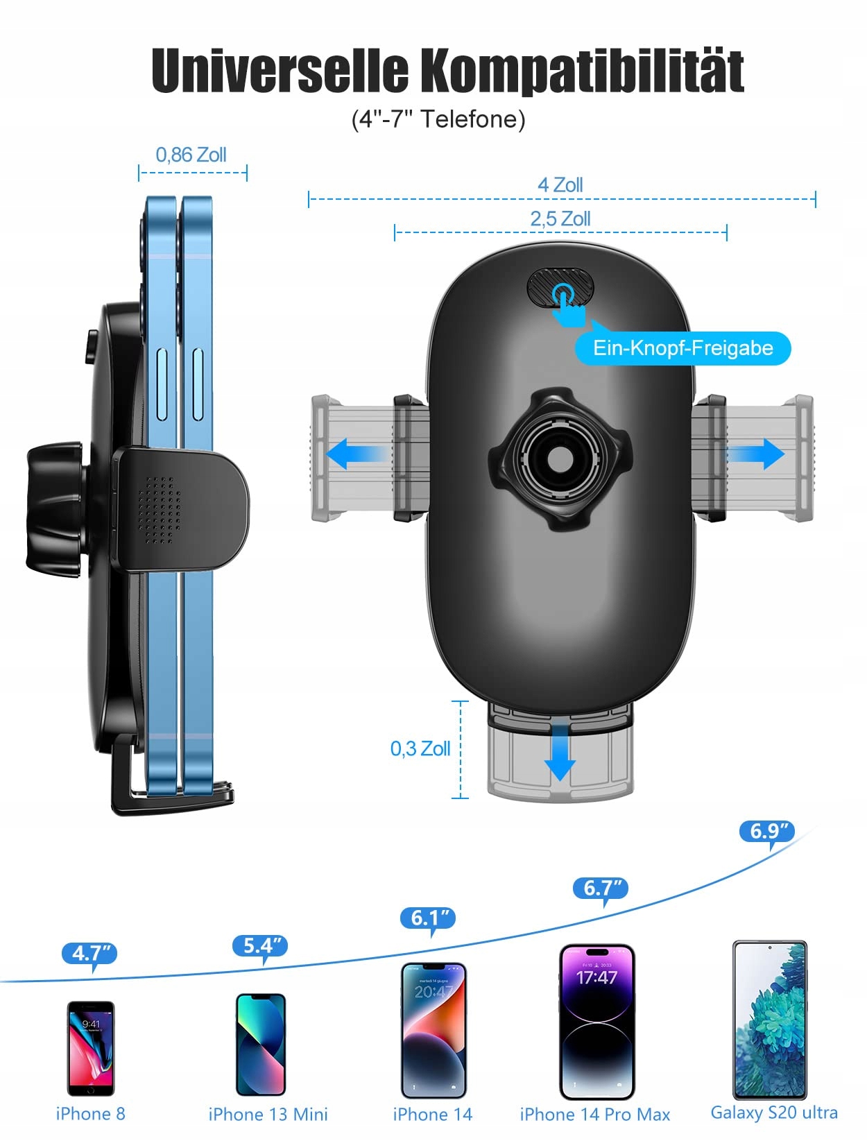 GLANGEH Uchwyt Samochodowy Do Telefonu 360° Kompatybilny z iPhone Galaxy — miniatura 6
