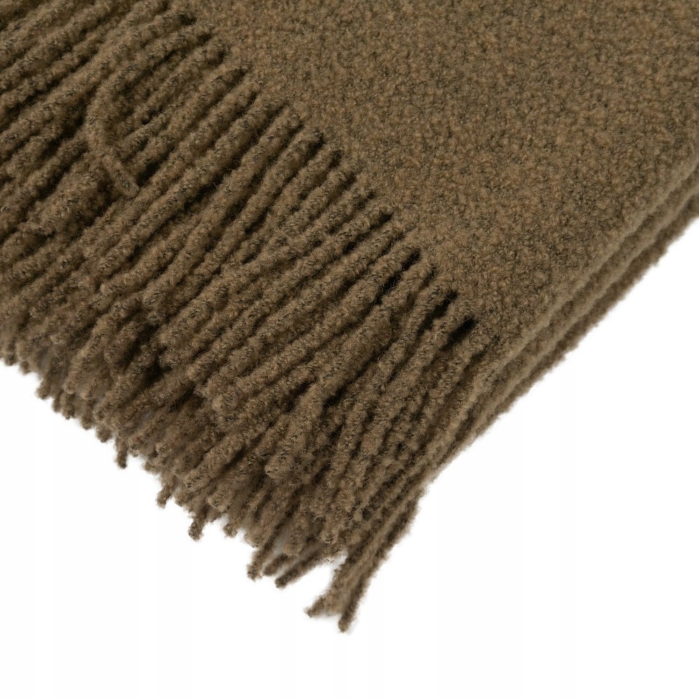 Vlněná deka merino Buckle 140x200 hnědá s třásněmi