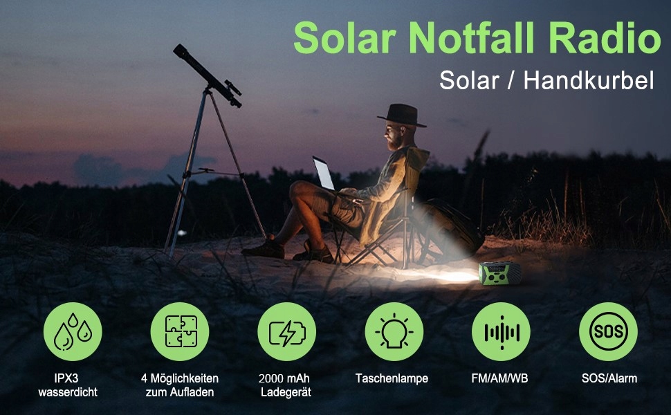 AM/FM Radio solarne awaryjne z ręczną korbką LED i ładowarką USB latarki Funkcje brak