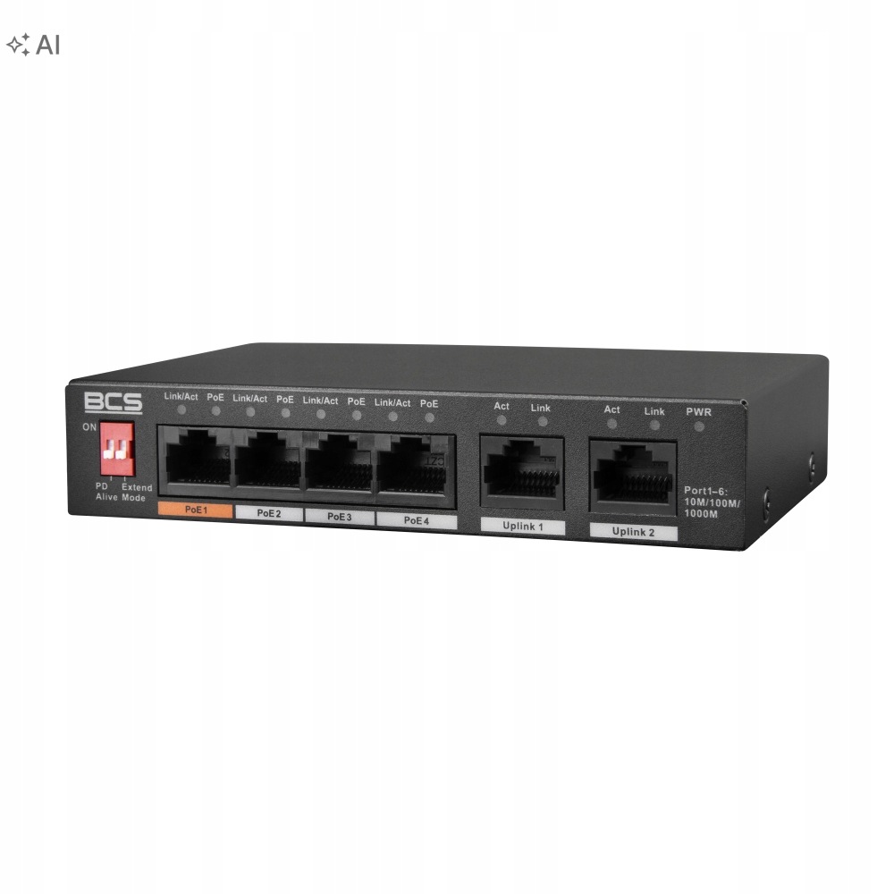 Switch 4xPoE 1 Gb/s BCS-L-SP04G02G(II) 2xLAN 60W exPoE Extend