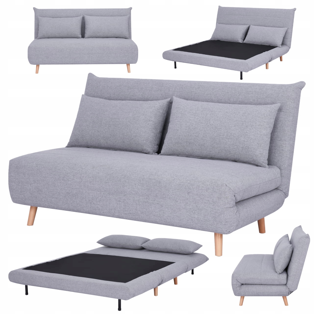Fotel Rozkładany do spania Kanapa wypoczynkowa sofa Spike II szara