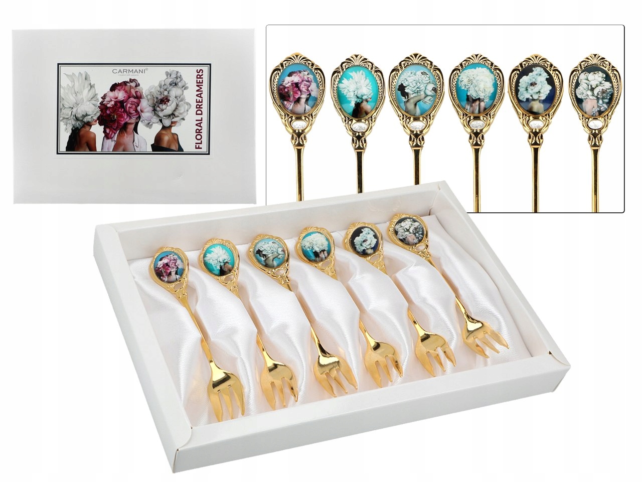 Sada 6 vidliček Květiny na hlavě (carmani)