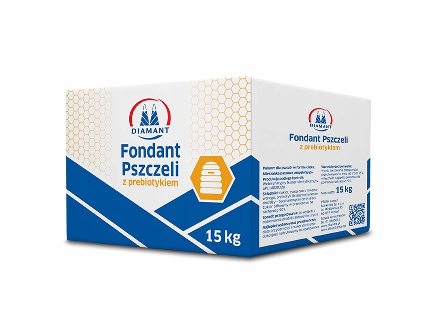 Ciasto dla pszczół fondant pszczeli Diamant z prebiotykiem 15kg blok