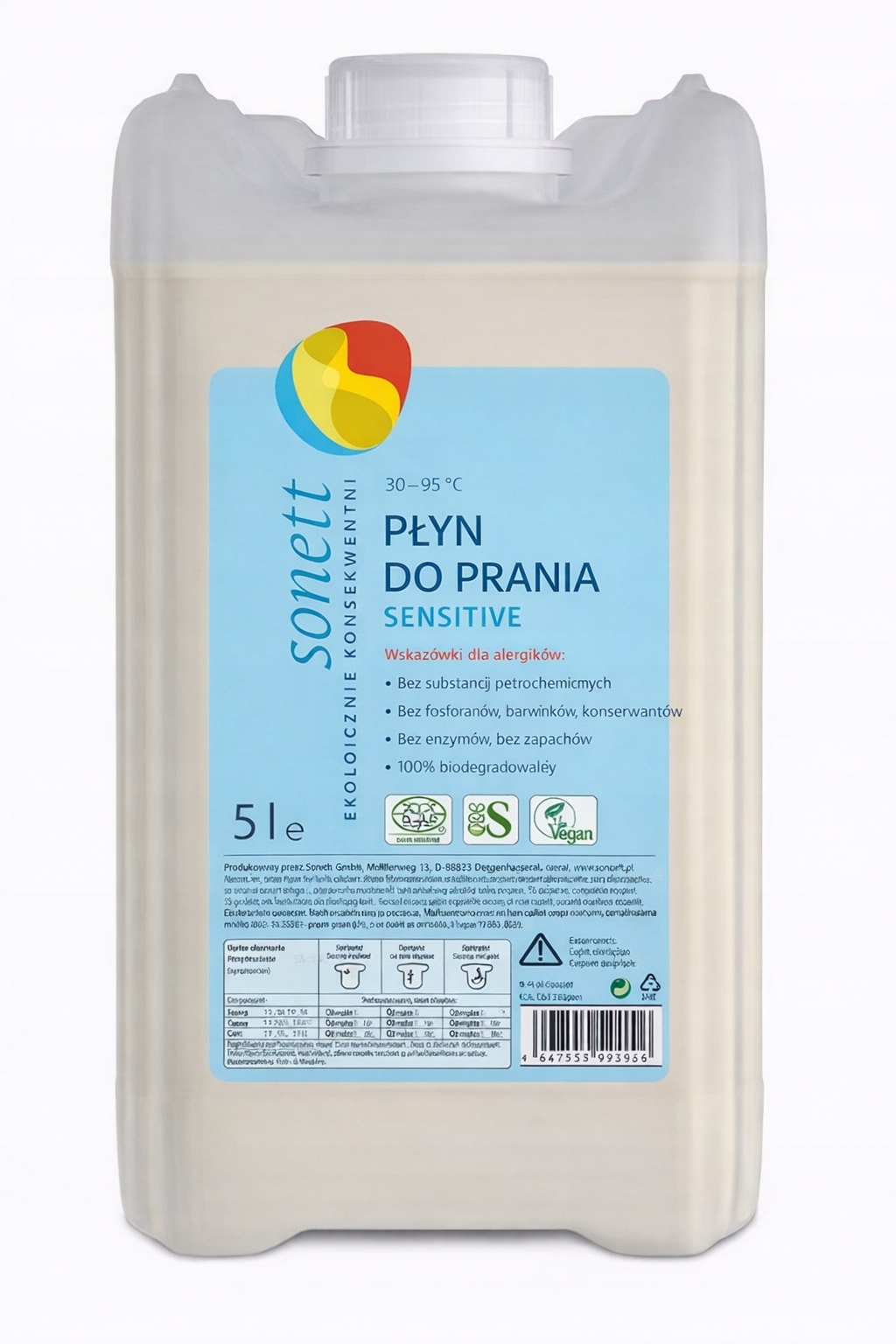 Płyn do prania Białego I Kolorowego 5L hipoalergiczny, bezzapachowy
