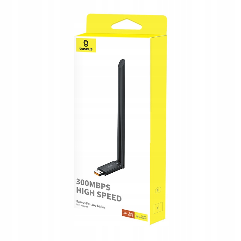 BASEUS KARTA SIECIOWA USB ZEWNĘTRZNA WIFI 300Mb/s 2,4GHz Z ANTENĄ HOTSPOT Standard pracy bezprzewodowej 802.11ac (Wi-Fi 5) 802.11n (Wi-Fi 4) 802.11g 802.11b 802.11a