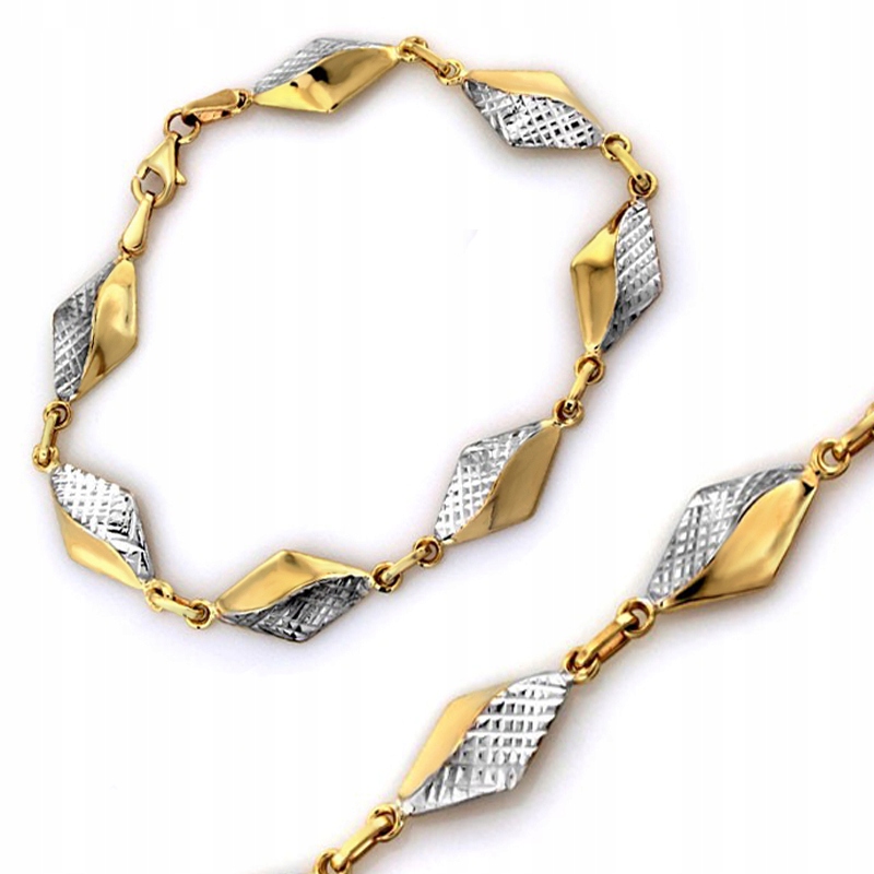 Zlatý Dvoubarevný Diamantový Náramek Na Ruku