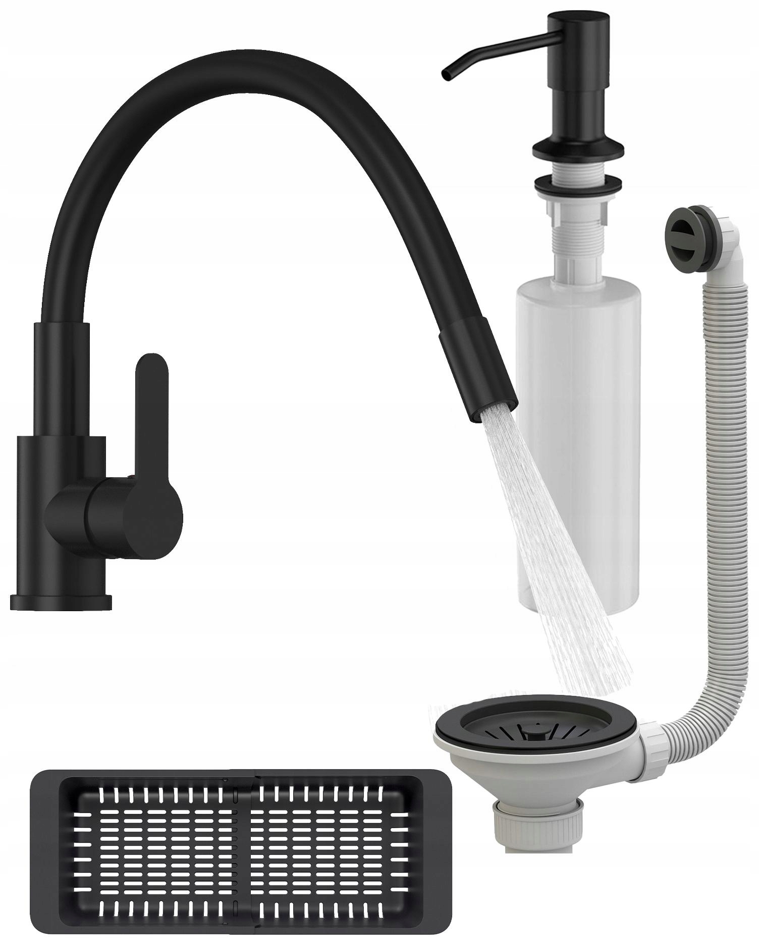 Kuchynská zostava Kuchynská batéria Grado Plus čierna do umývadla