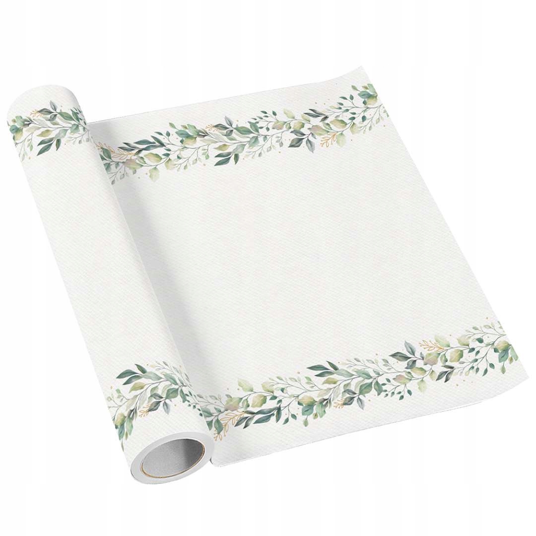 BIEŻNIK AIRLAID liście roślinne zdobienie KOMUNIA BIAŁY IHS ozdobny 5 m