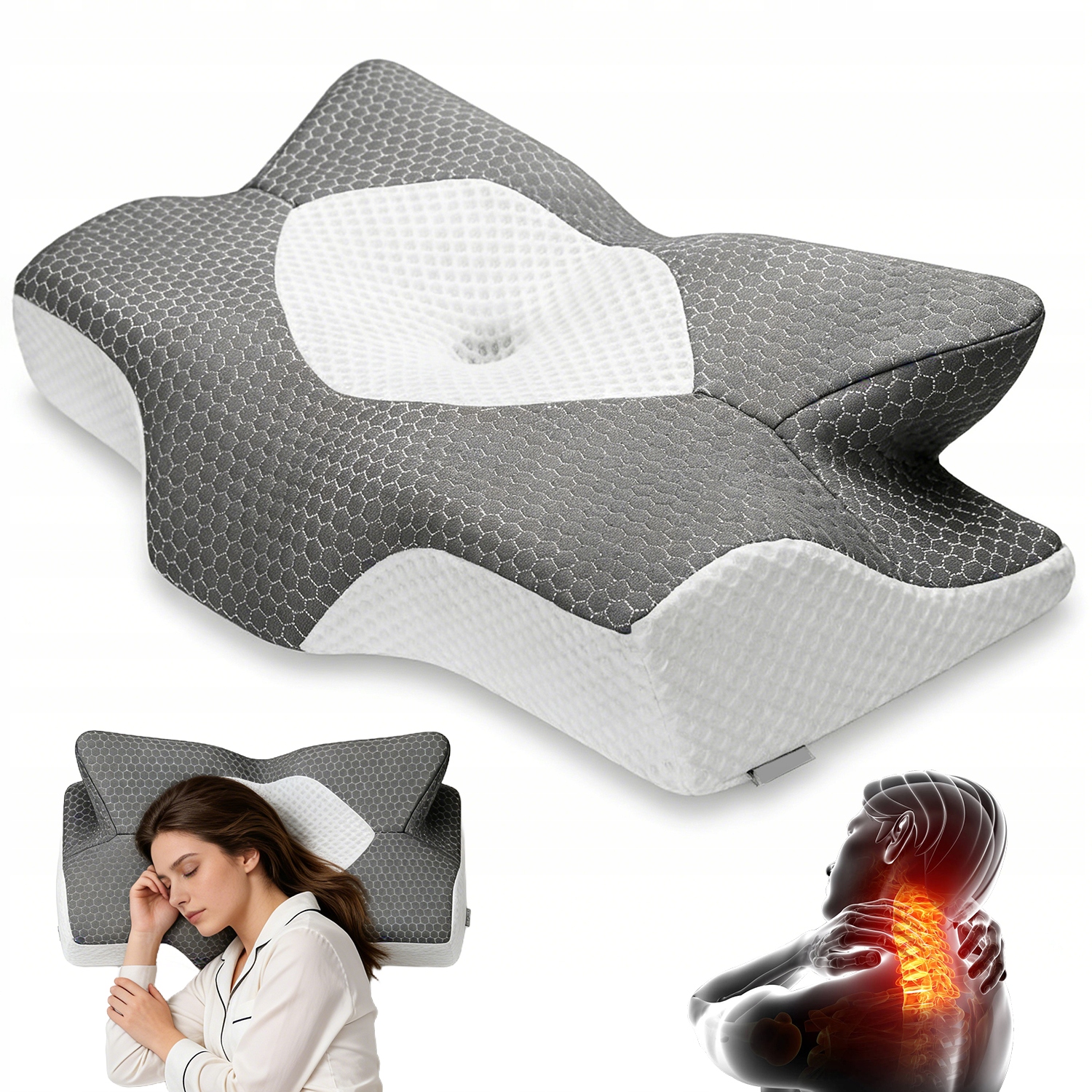 Poduszka Ortopedyczna 65*40CM Do Spania Pianka Memory Motyl Na Ból Szyi