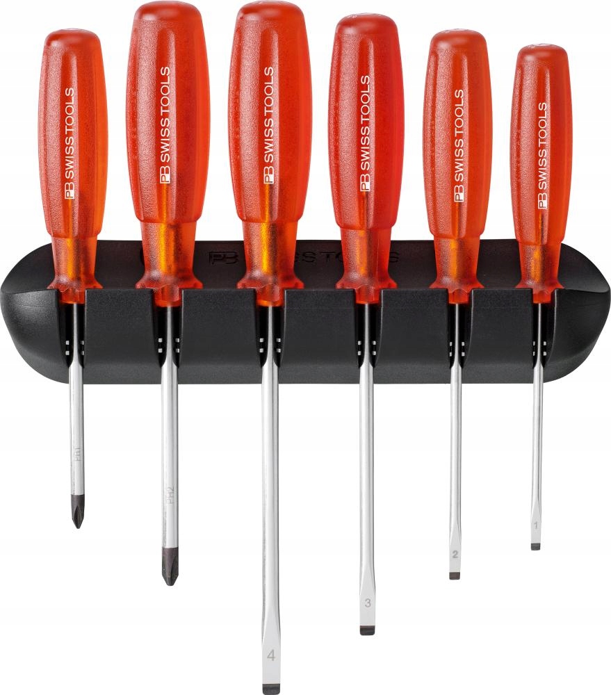 Šroubováky 6 ks ploché/PH v nástěnném držáku Multicraft Pb Swiss Tools