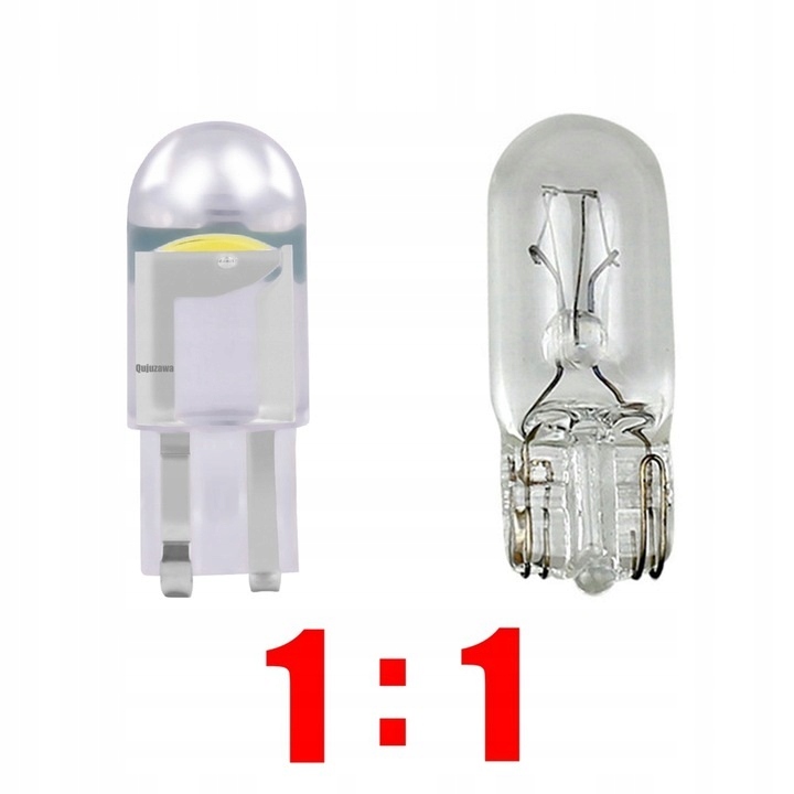 2X KRYSTALICZNA ŻARÓWKA LED W5W ŻARÓWKI COB 360' Podstawa W2.1x9.5d