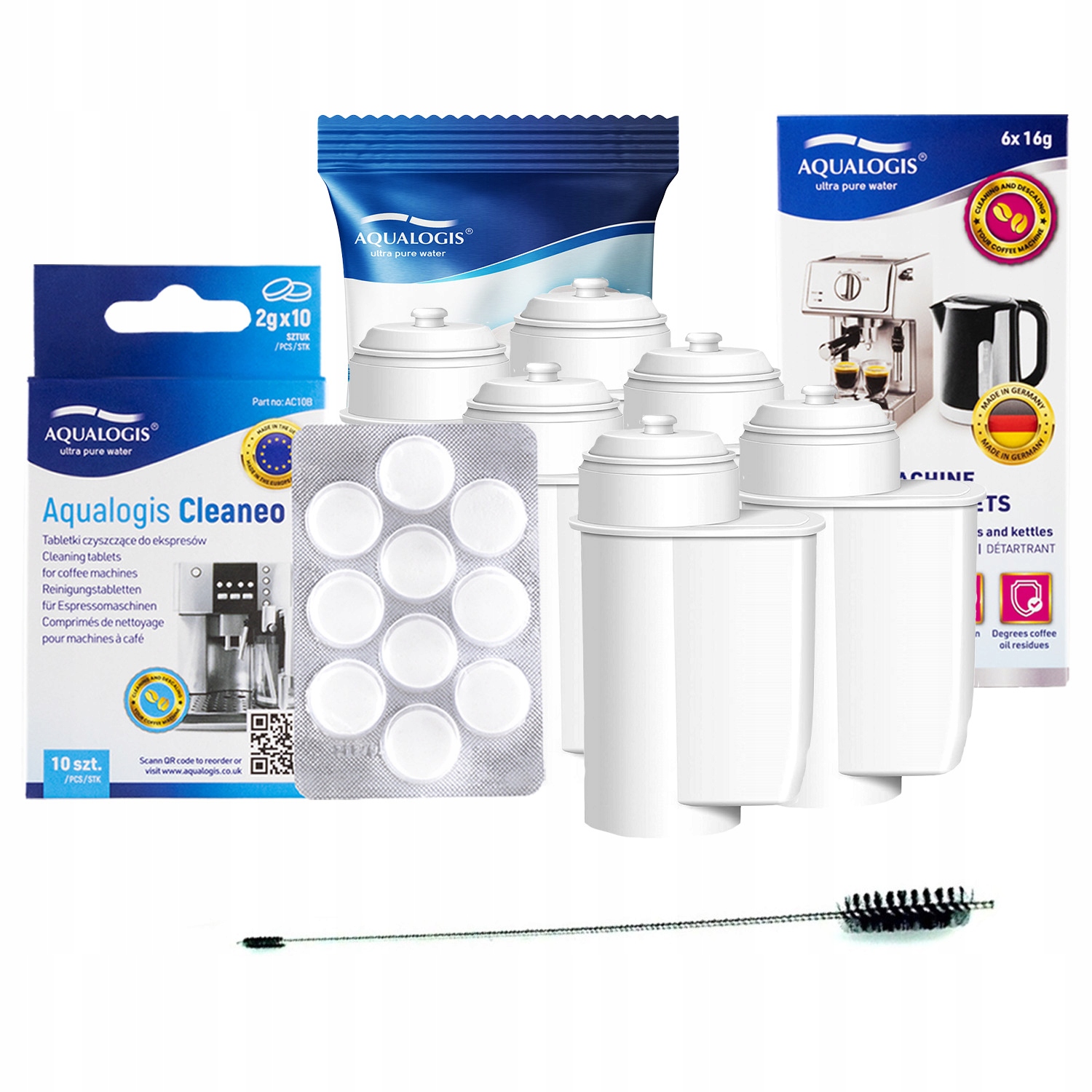 6 x Filtr do kávovaru Siemens AL-Inte Odvápňovač Tablety Kartáč