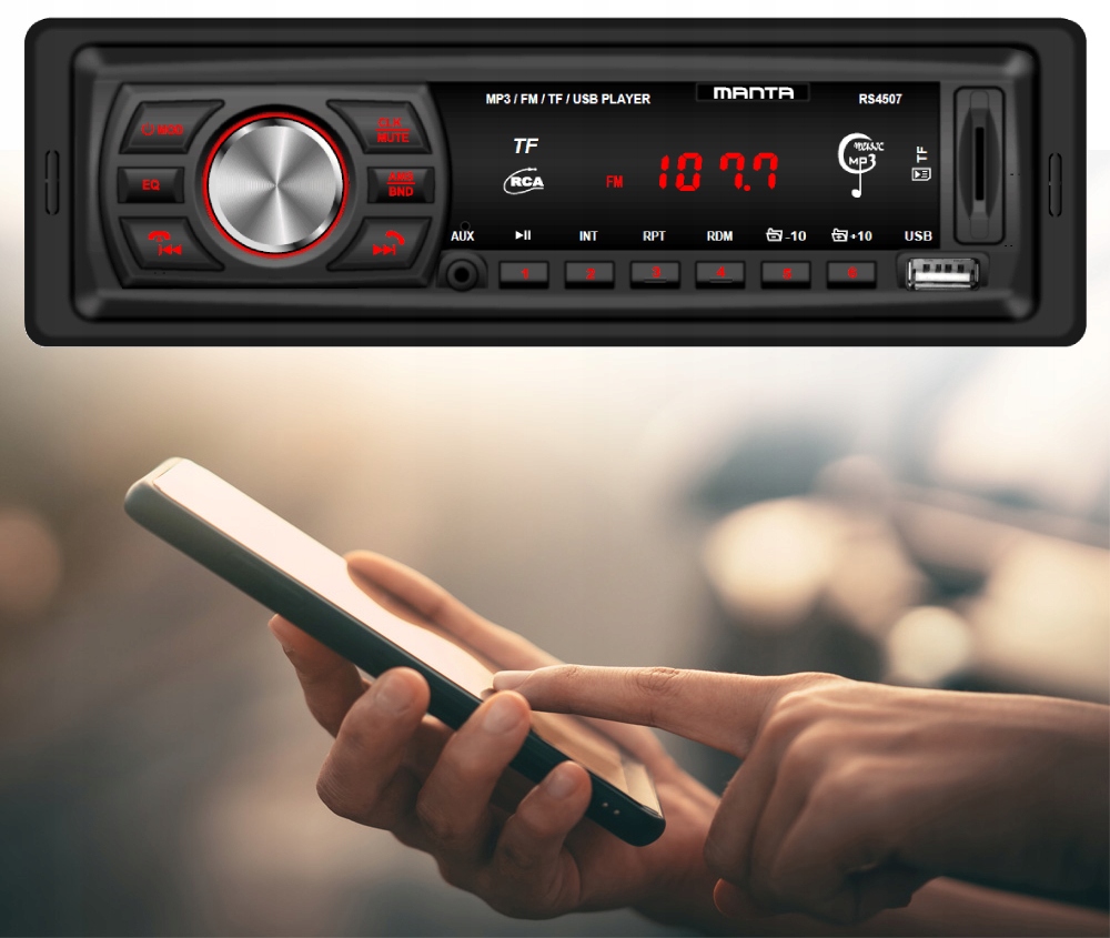 RADIO SAMOCHODOWE RADIOODTWARZACZ BLUETOOTH FM 1DIN USB MP3 AUX SD LED RDS Model RS4507