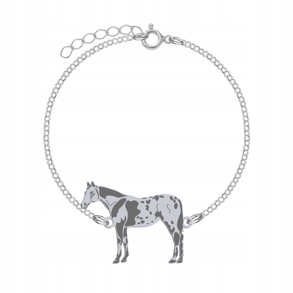 Stříbrný náramek Kůň Appaloosa 925 Šperky jako Dárek Gravírování Bonus