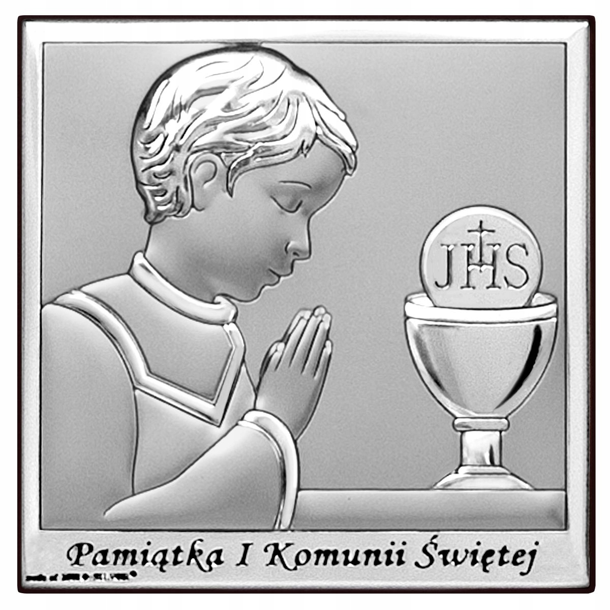 Obrázek stříbrný s nápisem Svaté Přijímání,na Přijímání 8x8