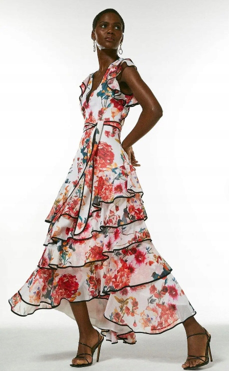 Bílé Šaty Maxi S Květinami Karen Millen XL