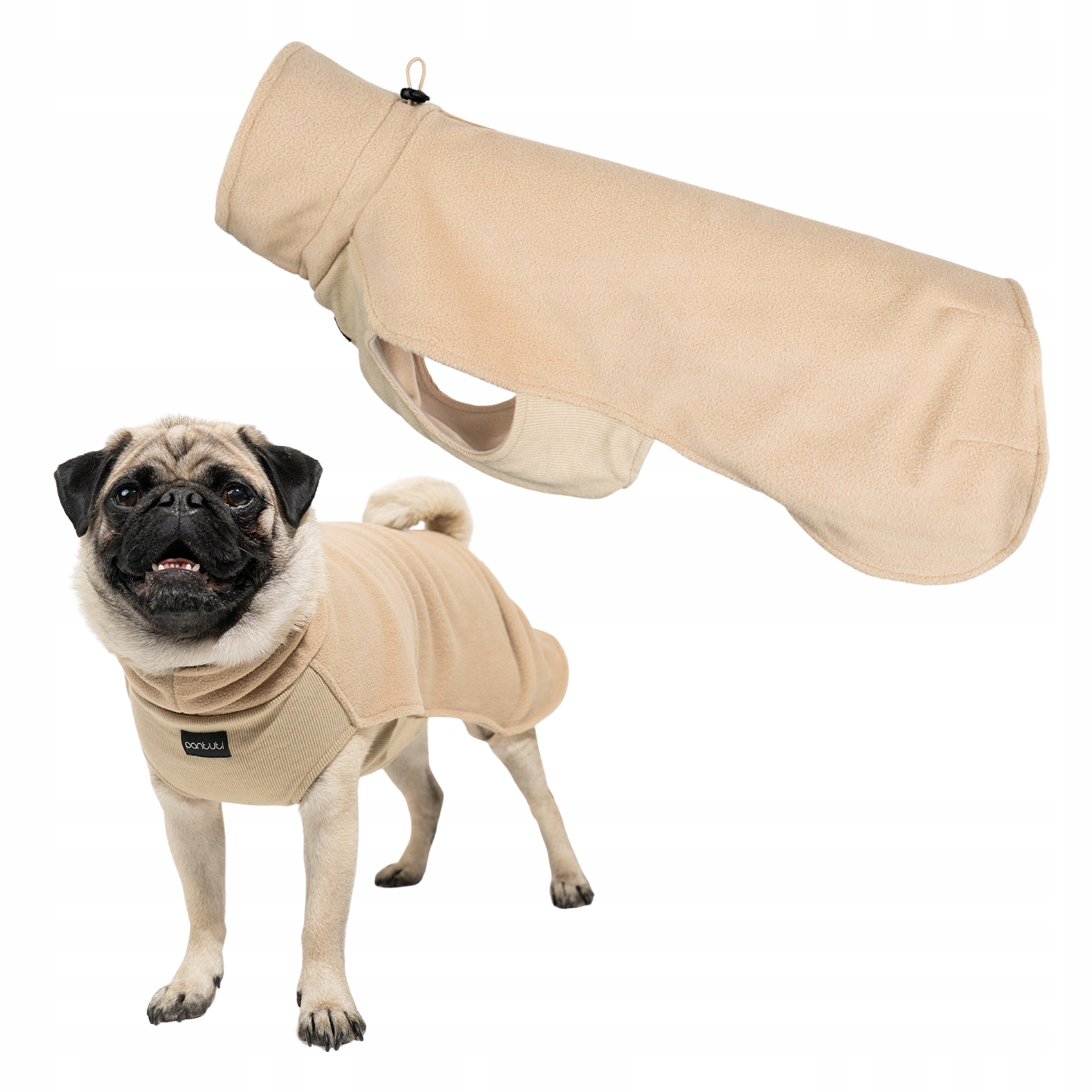 Levně Dvouvrstvý měkký fleece pro psa Hugo Béžová S