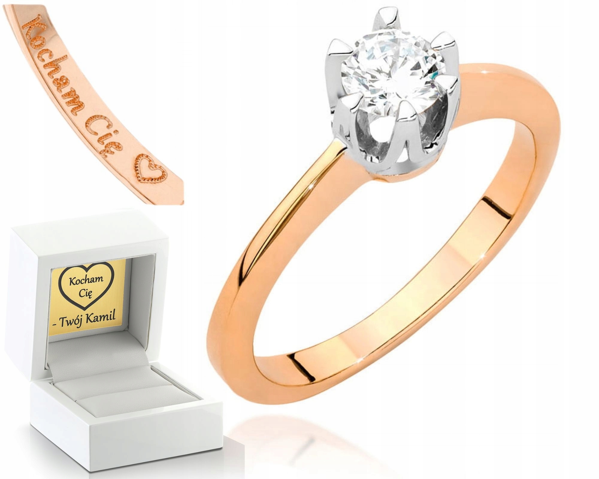 Bohatý Prstýnek Z Růžového Zlata S Diamantem Možnost Gravírování 585