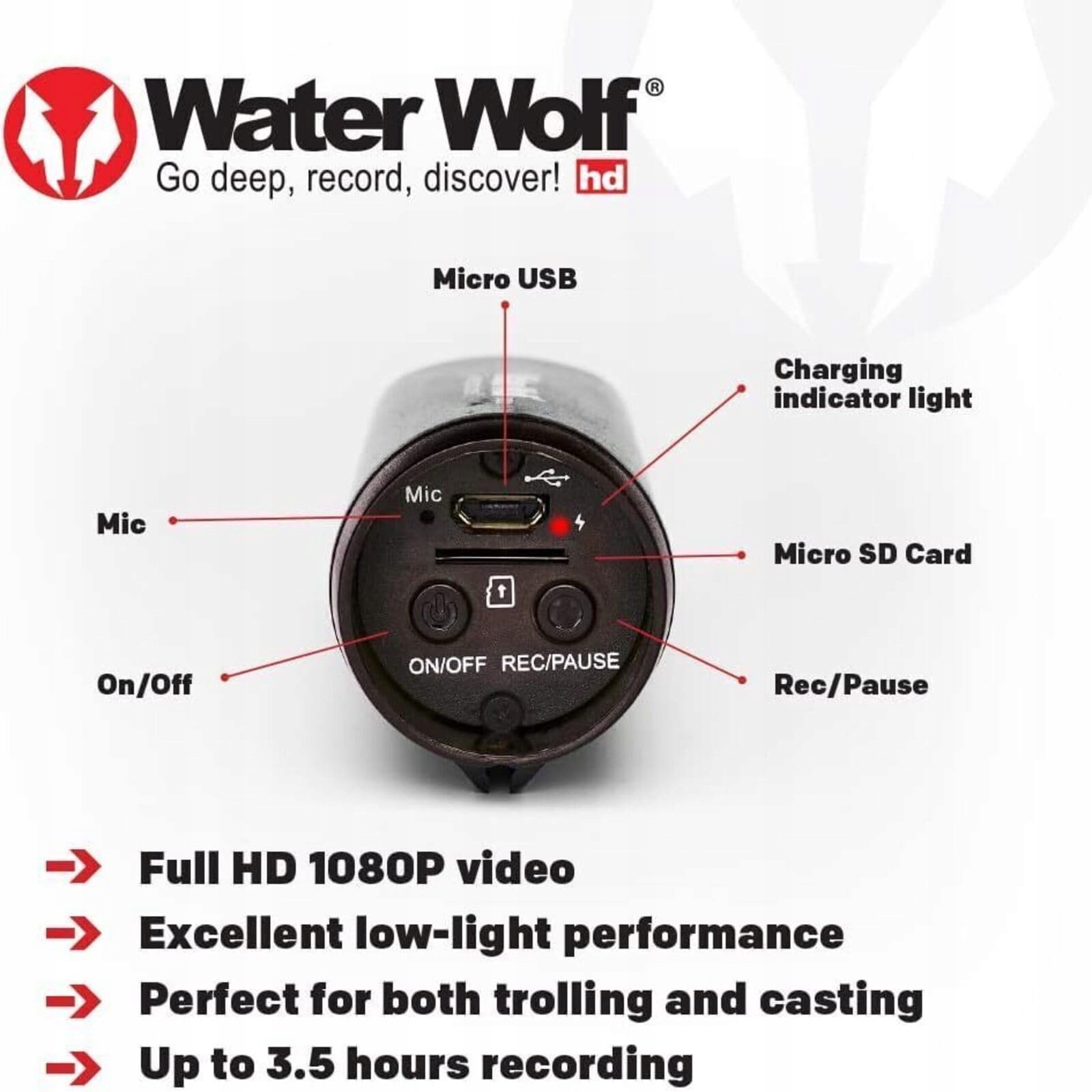 WATERWOLF 2.0 Kamera Podwodna WiFi Do Wędkowania 1080p HD 120° 100m — miniatura 6