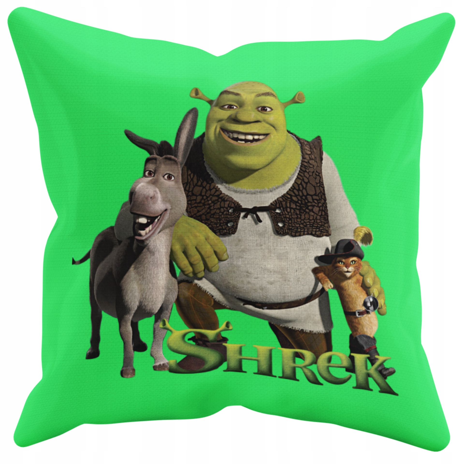 POSZEWKA NA PODUSZKĘ JAŚKA DO PRZEDSZKOLA SHREEK + IMIĘ GRATIS Kolor dominujący odcienie zieleni