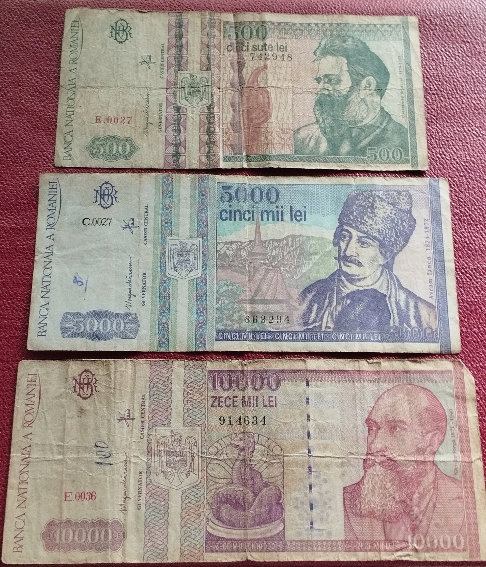ZESTAW 3 BANKNOTÓW RUMUNIA