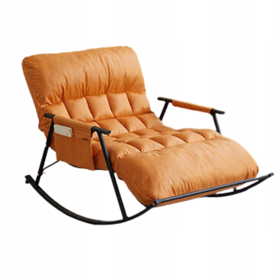 Dvojité houpací křeslo s černou kovovou základnou oranžová barva