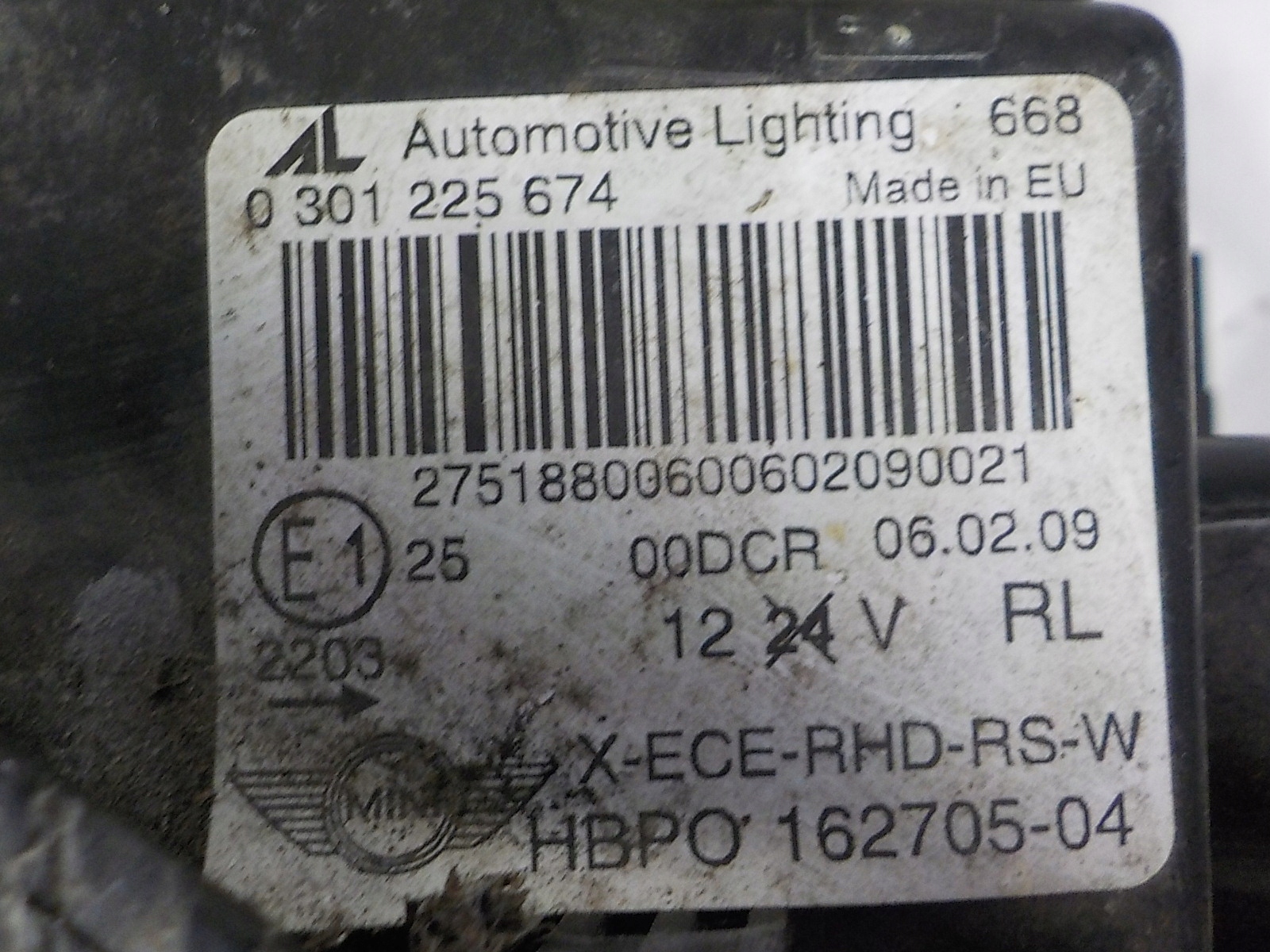MINI COOPER R56 XENON light right front front UK