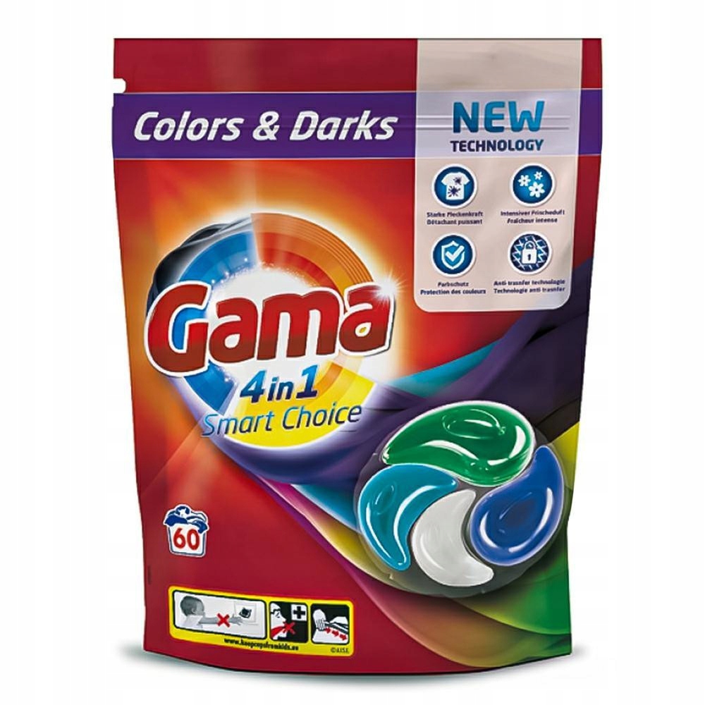 Levně Kapsle na praní Gama německé barvy černé 4v1 Color&Darks 60ks