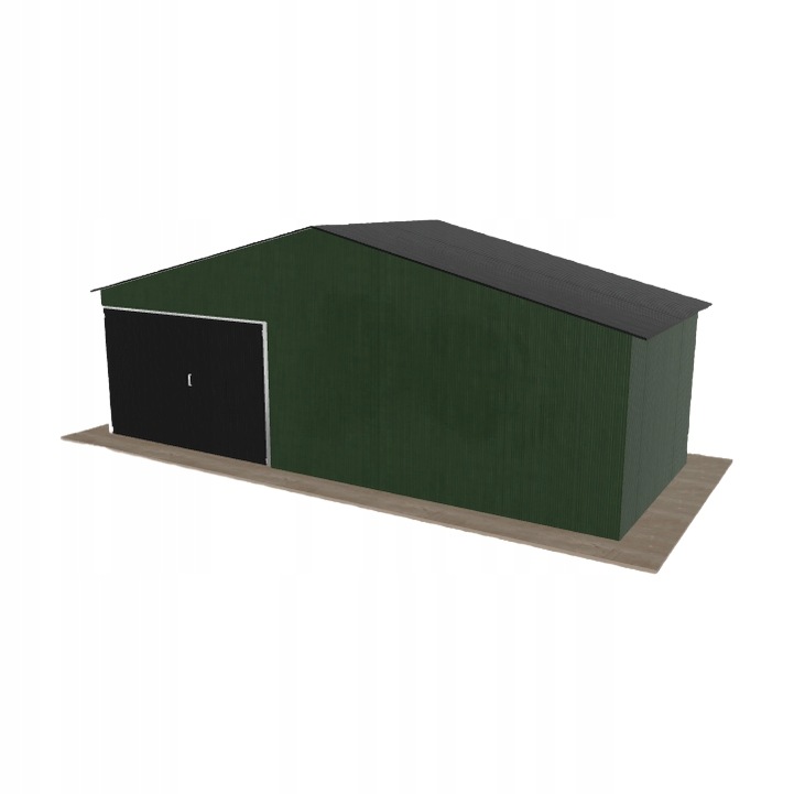Plechová garáž 7.5 x 3 m, jednopolohová, dvouspádová, zelená