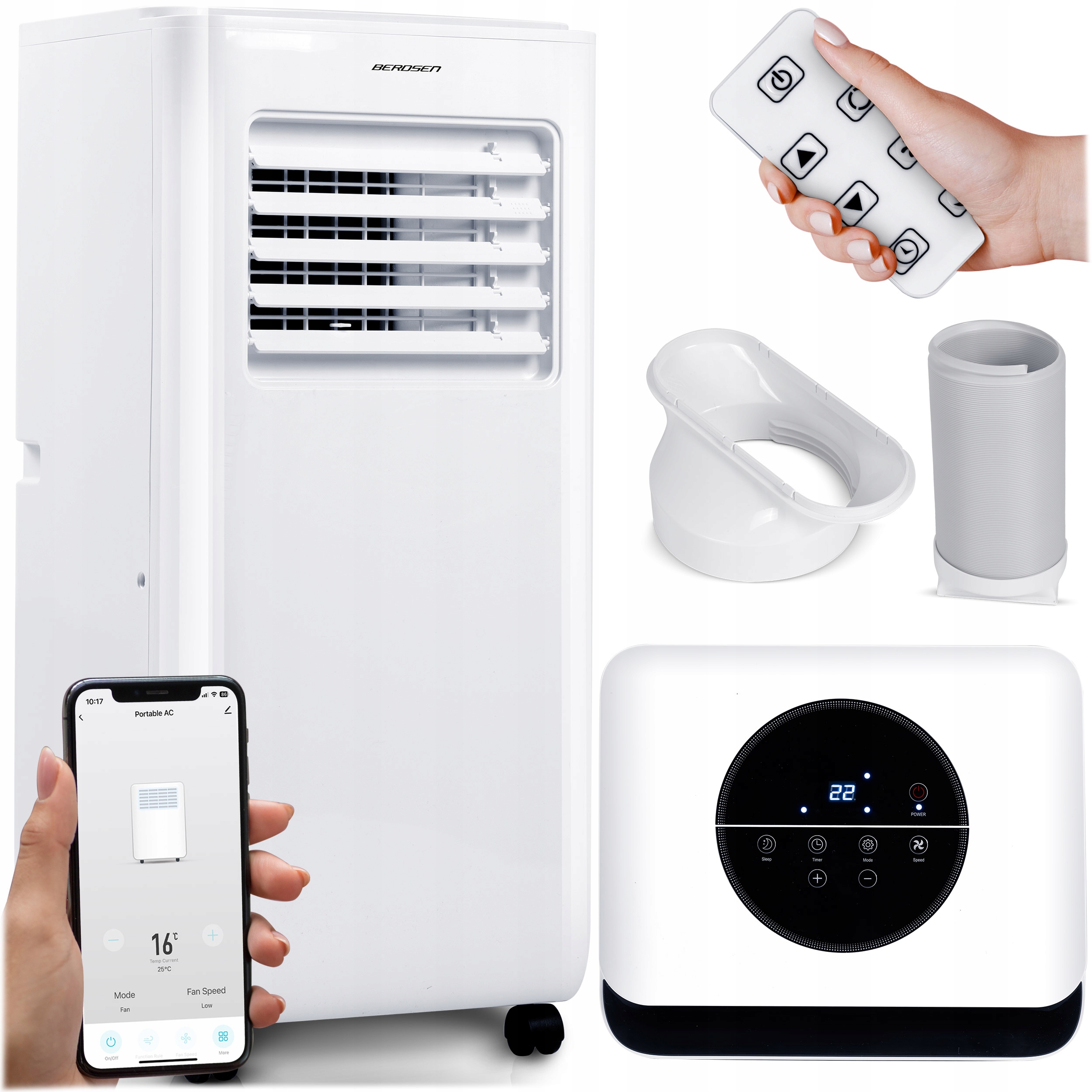 Přenosný Klimatizátor 2,9 Kw Wifi, Odvlhčovač 40 M2 26 L