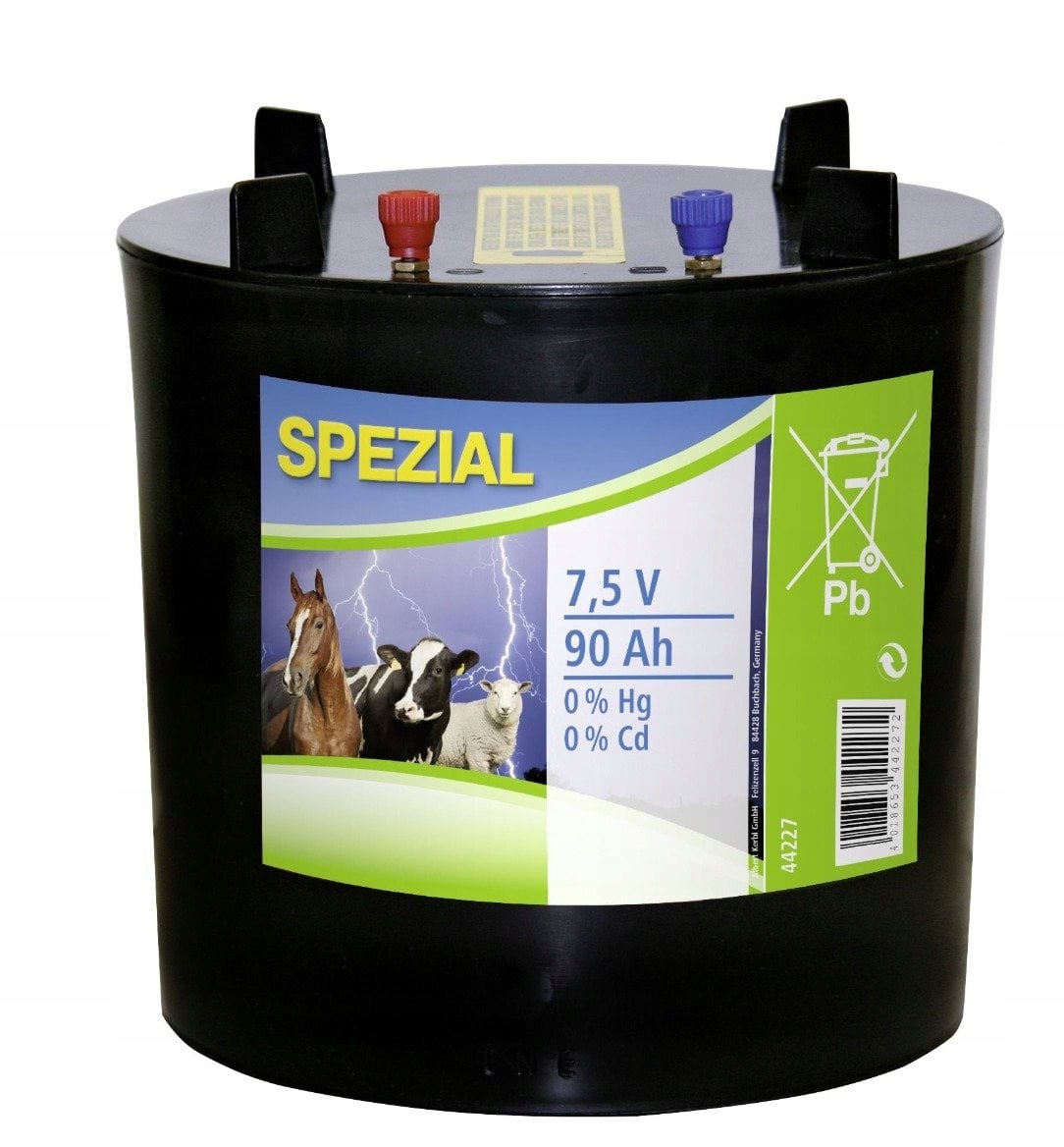 Chloridová Baterie Pro Elektrizátor Kulaté Pouzdro 7,5V 90Ah Kerbl