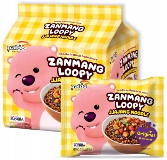 2 x Zanmang Loopy, těstoviny v omáčce z černých fazolí 4 x 110 g Paldo